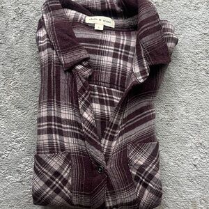 Cloth & Stone Plaid Henley Shirt Womens Medium 100% Cotton Popover Top